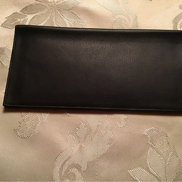 Leather check book holder bifold new black - Picture 1 of 8